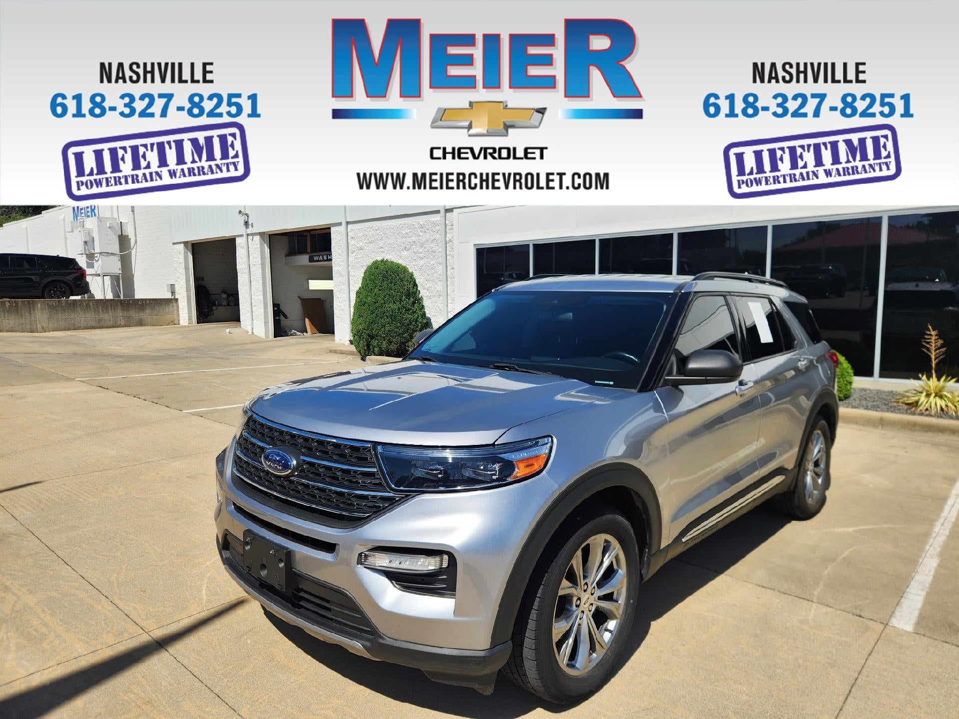2022 Ford Explorer XLT in Iconic Silver — front three-quarter view