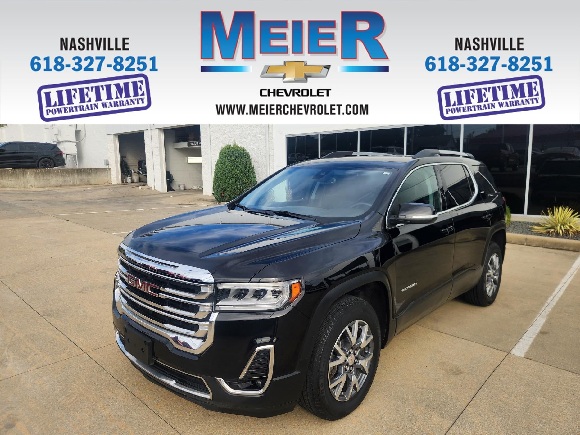 2023 GMC Acadia SLT in Ebony Twilight Metallic — front three-quarter view