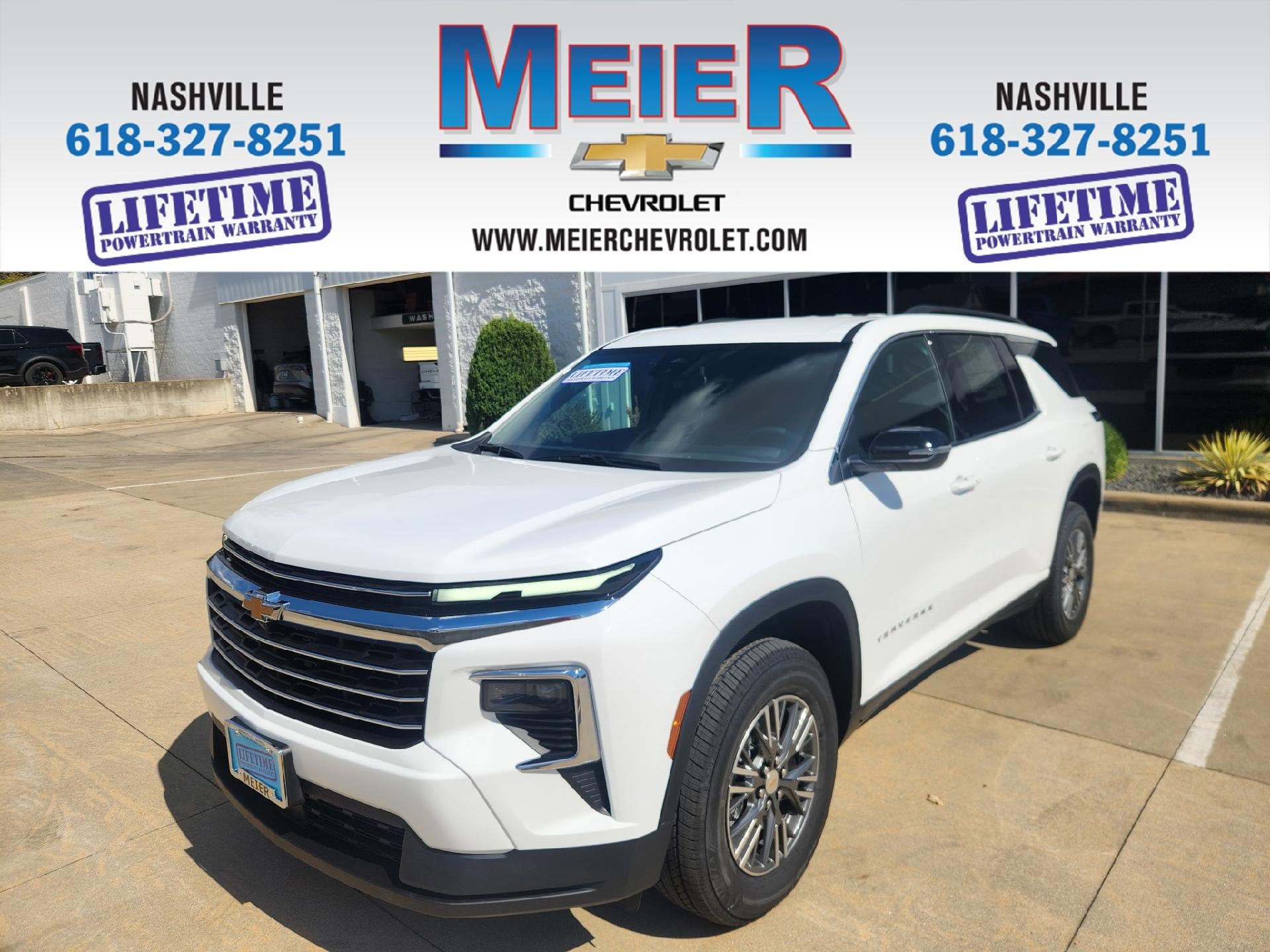 2026 Chevrolet Traverse LT in Summit White — front three-quarter view
