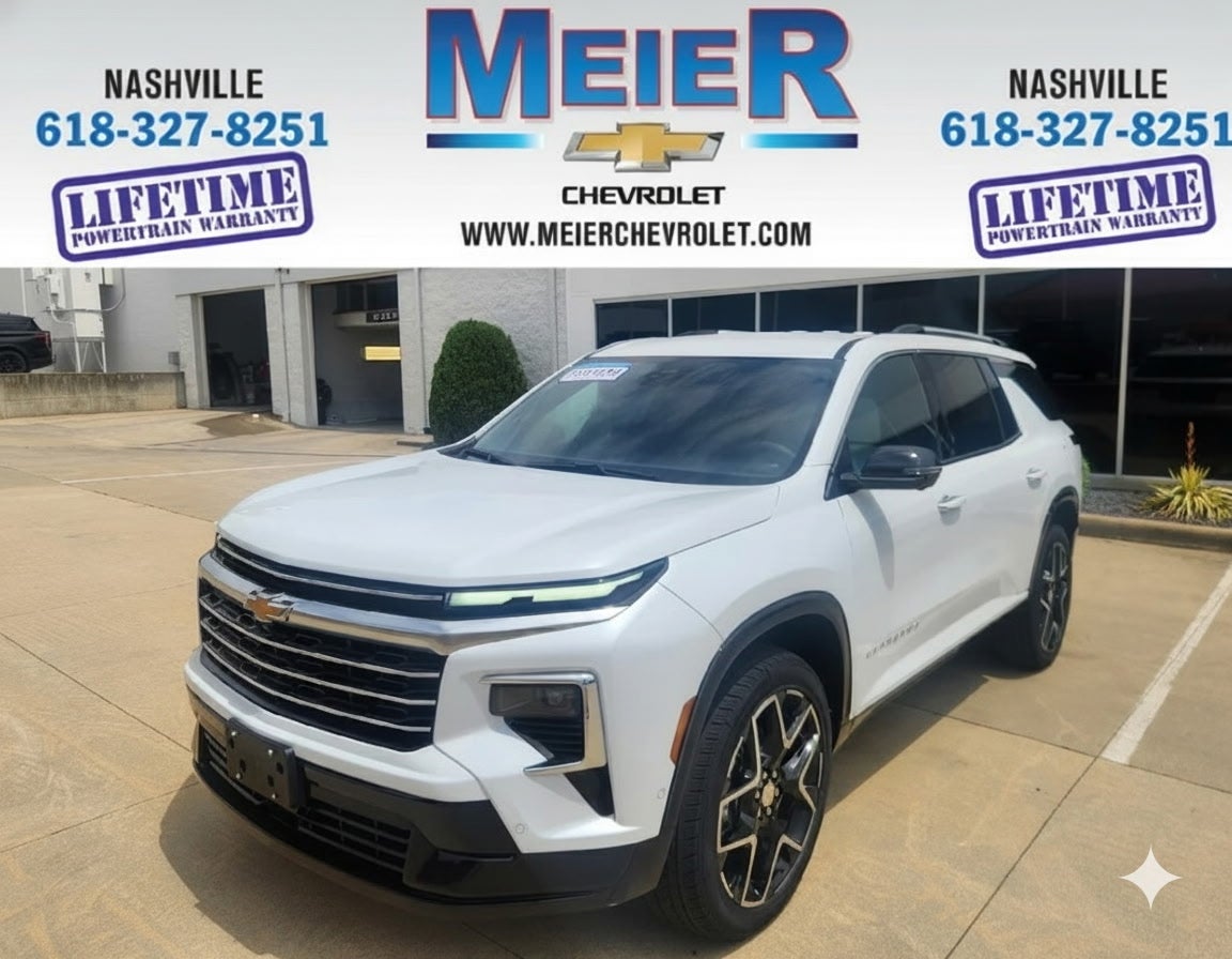 2026 Chevrolet Traverse High Country in Polar White Tricoat — front three-quarter view