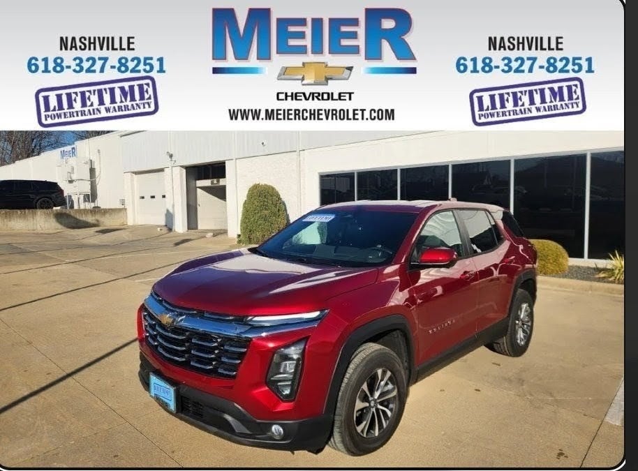 2026 Chevrolet Equinox LT in Radiant Red Tintcoat — front three-quarter view